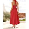 ZESICA Women’s Summer Sleeveless Halter Midi Dress 2026 Off Shoulder High Waist Flowy Beach Wedding Guest Long Dresses(Red)