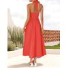 ZESICA Women’s Summer Sleeveless Halter Midi Dress 2026 Off Shoulder High Waist Flowy Beach Wedding Guest Long Dresses(Watermelonred)
