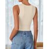 ZESICA Womens Summer Tank Tops 2026 Sleeveless Crewneck Knit Slim Fitted Side Ruched Casual Basic Shirt(Apricot)