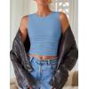 ZESICA Womens Summer Tank Tops 2026 Sleeveless Crewneck Knit Slim Fitted Side Ruched Casual Basic Shirt(Blue)