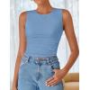 ZESICA Womens Summer Tank Tops 2026 Sleeveless Crewneck Knit Slim Fitted Side Ruched Casual Basic Shirt(Blue)