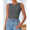 ZESICA Womens Summer Tank Tops 2026 Sleeveless Crewneck Knit Slim Fitted Side Ruched Casual Basic Shirt(Charcoal)