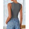 ZESICA Womens Summer Tank Tops 2026 Sleeveless Crewneck Knit Slim Fitted Side Ruched Casual Basic Shirt(Charcoal)