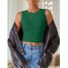 ZESICA Womens Summer Tank Tops 2026 Sleeveless Crewneck Knit Slim Fitted Side Ruched Casual Basic Shirt(Green)