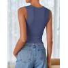 ZESICA Womens Summer Tank Tops 2026 Sleeveless Crewneck Knit Slim Fitted Side Ruched Casual Basic Shirt(Navy Blue)