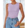 ZESICA Womens Summer Tank Tops 2026 Sleeveless Crewneck Knit Slim Fitted Side Ruched Casual Basic Shirt(Purple)