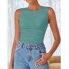 ZESICA Womens Summer Tank Tops 2026 Sleeveless Crewneck Knit Slim Fitted Side Ruched Casual Basic Shirt(Teal)