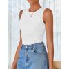 ZESICA Womens Summer Tank Tops 2026 Sleeveless Crewneck Knit Slim Fitted Side Ruched Casual Basic Shirt(White)