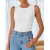 ZESICA Womens Summer Tank Tops 2026 Sleeveless Crewneck Knit Slim Fitted Side Ruched Casual Basic Shirt(White)