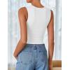ZESICA Womens Summer Tank Tops 2026 Sleeveless Crewneck Knit Slim Fitted Side Ruched Casual Basic Shirt(White)