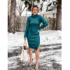 ZESICA Women’s Turtleneck Sweater Midi Dress Long Sleeve Ribbed Knit Bodycon Slit Dress with Belt(Forestgreen)