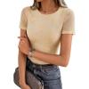 ZESICA Summer Floral Short Sleeve Tops for Womens 2026 Casual Crew Neck Going Out Mesh Shirts Fashion Clothes(Apricot)