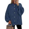 ZESICA Women’s Fall 2026 Cardigan Sweaters Long Sleeve Button Down Oversized Soft Knit Winter Coats Trendy Outerwear(Darkblue)