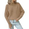 ZESICA Women’s Fall 2026 Turtleneck Batwing Long Sleeve Ribbed Knit Casual Soft Pullover Sweater Jumper Top(Camel)