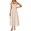 ZESICA Women’s Summer Sleeveless Halter Midi Dress 2026 Off Shoulder High Waist Flowy Beach Wedding Guest Long Dresses(Apricot)