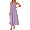 ZESICA Women’s Summer Sleeveless Halter Midi Dress 2026 Off Shoulder High Waist Flowy Beach Wedding Guest Long Dresses(Lightpurple)
