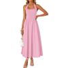 ZESICA Women’s Summer Sleeveless Halter Midi Dress 2026 Off Shoulder High Waist Flowy Beach Wedding Guest Long Dresses(Pink)