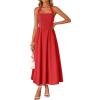 ZESICA Women’s Summer Sleeveless Halter Midi Dress 2026 Off Shoulder High Waist Flowy Beach Wedding Guest Long Dresses(Red)