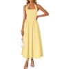 ZESICA Women’s Summer Sleeveless Halter Midi Dress 2026 Off Shoulder High Waist Flowy Beach Wedding Guest Long Dresses(Yellow)