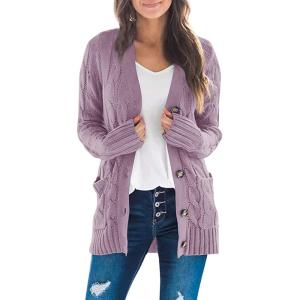 ZESICA Women’s Cardigan Sweaters 2026 Fall Button Down Open Front Cable Knit Casual Trendy Winter Clothing Outerwear(Taro)