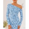ZESICA Women’s Fall Floral Off Shoulder Bodycon Maxi Dresses 2026 Long Sleeve Ruched Elegant Cocktail Party Dress(Dustyblue)