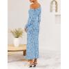 ZESICA Women’s Fall Floral Off Shoulder Bodycon Maxi Dresses 2026 Long Sleeve Ruched Elegant Cocktail Party Dress(Dustyblue)