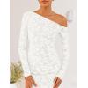 ZESICA Women’s Fall Floral Off Shoulder Bodycon Maxi Dresses 2026 Long Sleeve Ruched Elegant Cocktail Party Dress(White)