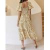 ZESICA Women’s 2026 Summer Boho Floral Print Square Neck Ruffle Swing Beach Long Maxi Dress(Beige)