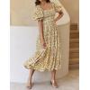 ZESICA Women’s 2026 Summer Boho Floral Print Square Neck Ruffle Swing Beach Long Maxi Dress(Beige)