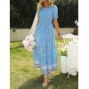 ZESICA Women’s 2026 Summer Boho Floral Print Square Neck Ruffle Swing Beach Long Maxi Dress(Blue)