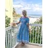 ZESICA Women’s 2026 Summer Boho Floral Print Square Neck Ruffle Swing Beach Long Maxi Dress(Blue)
