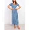 ZESICA Women’s 2026 Summer Boho Floral Print Square Neck Ruffle Swing Beach Long Maxi Dress(Blue2)