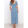 ZESICA Women’s 2026 Summer Boho Floral Print Square Neck Ruffle Swing Beach Long Maxi Dress(Blue2)