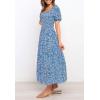 ZESICA Women’s 2026 Summer Boho Floral Print Square Neck Ruffle Swing Beach Long Maxi Dress(Blue2)
