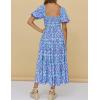 ZESICA Women’s 2026 Summer Boho Floral Print Square Neck Ruffle Swing Beach Long Maxi Dress(Bluishviolet)