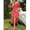 ZESICA Women’s 2026 Summer Boho Floral Print Square Neck Ruffle Swing Beach Long Maxi Dress(Cherry)