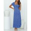 ZESICA Women’s 2026 Summer Boho Floral Print Square Neck Ruffle Swing Beach Long Maxi Dress(Cobalt)