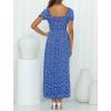 ZESICA Women’s 2026 Summer Boho Floral Print Square Neck Ruffle Swing Beach Long Maxi Dress(Cobalt)