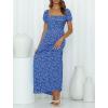 ZESICA Women’s 2026 Summer Boho Floral Print Square Neck Ruffle Swing Beach Long Maxi Dress(Cobalt)