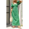 ZESICA Women’s 2026 Summer Boho Floral Print Square Neck Ruffle Swing Beach Long Maxi Dress(Grassgreen)