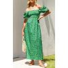 ZESICA Women’s 2026 Summer Boho Floral Print Square Neck Ruffle Swing Beach Long Maxi Dress(Grassgreen)