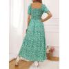 ZESICA Women’s 2026 Summer Boho Floral Print Square Neck Ruffle Swing Beach Long Maxi Dress(Green)