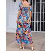 ZESICA Women’s 2026 Summer Boho Floral Print Square Neck Ruffle Swing Beach Long Maxi Dress(Greenblue)