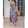 ZESICA Women’s 2026 Summer Boho Floral Print Square Neck Ruffle Swing Beach Long Maxi Dress(Greenblue)