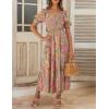 ZESICA Women’s 2026 Summer Boho Floral Print Square Neck Ruffle Swing Beach Long Maxi Dress(Greygreen)