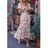 ZESICA Women’s 2026 Summer Boho Floral Print Square Neck Ruffle Swing Beach Long Maxi Dress(Ivory)