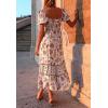 ZESICA Women’s 2026 Summer Boho Floral Print Square Neck Ruffle Swing Beach Long Maxi Dress(Ivory)