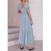 ZESICA Women’s 2026 Summer Boho Floral Print Square Neck Ruffle Swing Beach Long Maxi Dress(Lightblue)