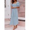 ZESICA Women’s 2026 Summer Boho Floral Print Square Neck Ruffle Swing Beach Long Maxi Dress(Lightblue)