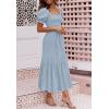 ZESICA Women’s 2026 Summer Boho Floral Print Square Neck Ruffle Swing Beach Long Maxi Dress(Lightblue)